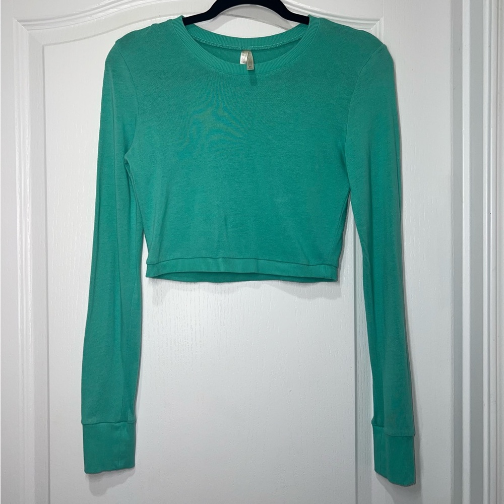Col Story Fitted Crop Top Teal Women’s  Size Medium